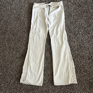 Parasuco Womens White Jeans Bootcut Flare Pants Size 33 Crochet Cowboy Y2K 33*34